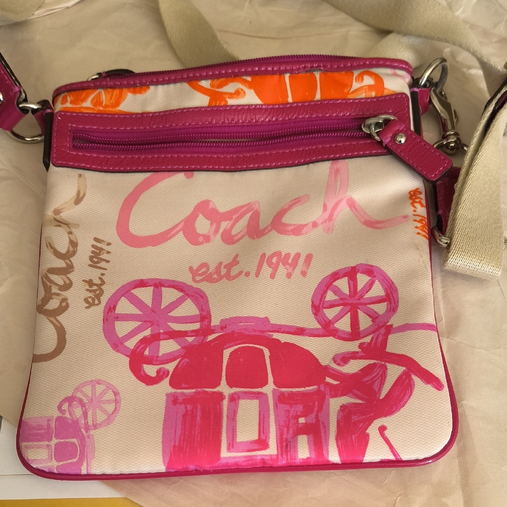 Vintage Coach Y2K Horse And Carriage Print Crossbody Bag